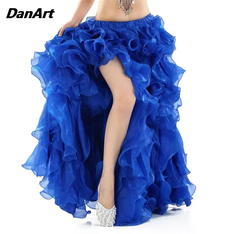 Belly Dance Luxury Stage Performance Skirt Oriental Dance Split Skirt Girls Gypsy Spanish Flamenco Fluffy Curled Edge Skirt