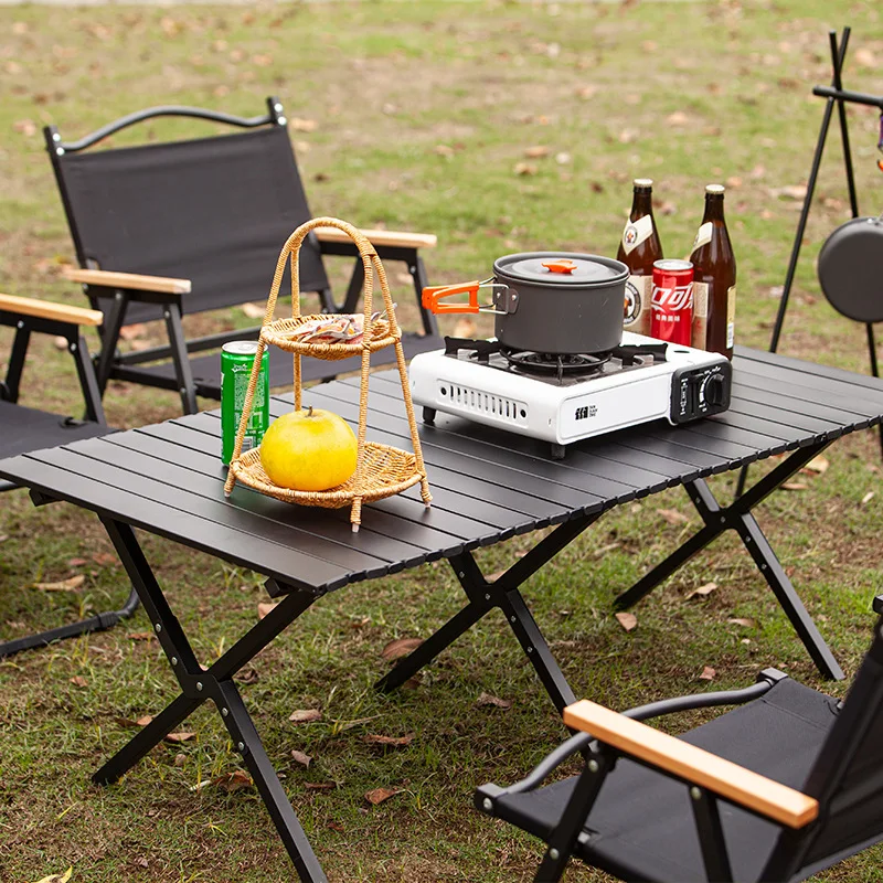 Outdoor folding table carbon steel alloy egg roll table and chairs camping picnic table portable camping table