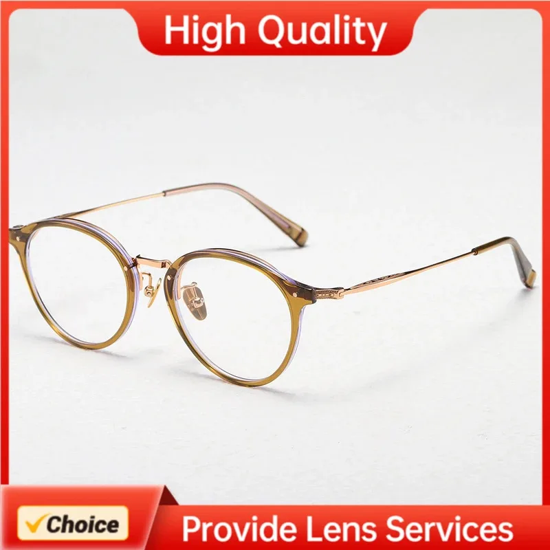 MATSUDA Same Style Designer FOSTER1 Pure Titanium handmade Glasses Frame Trend Vintage Retro Round Eyewear Men Women Eyeglasses