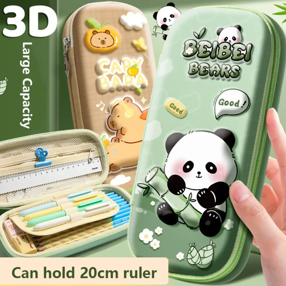 3D Cartoon Capybara/Panda/Astronaut Pencil Case Waterproof Pen Box Large Capacity Stationery Organizer Students Gift Pen Bag