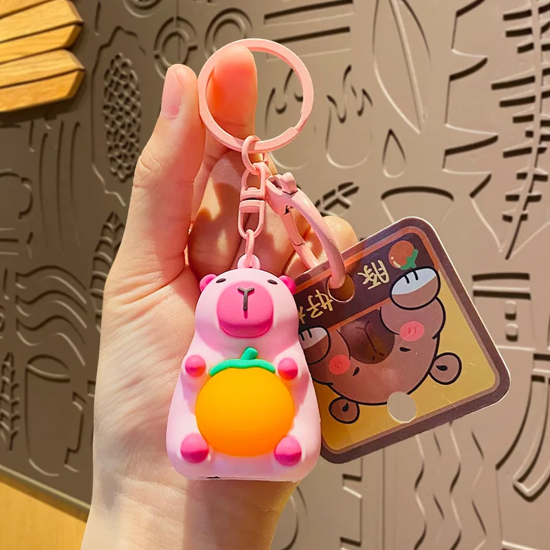 Creative Luminous Capybara Keychain Simulation Capibara Anime Lighting In The Dark Toy Kawaii Cute Mini Doll Stuffed Keyring