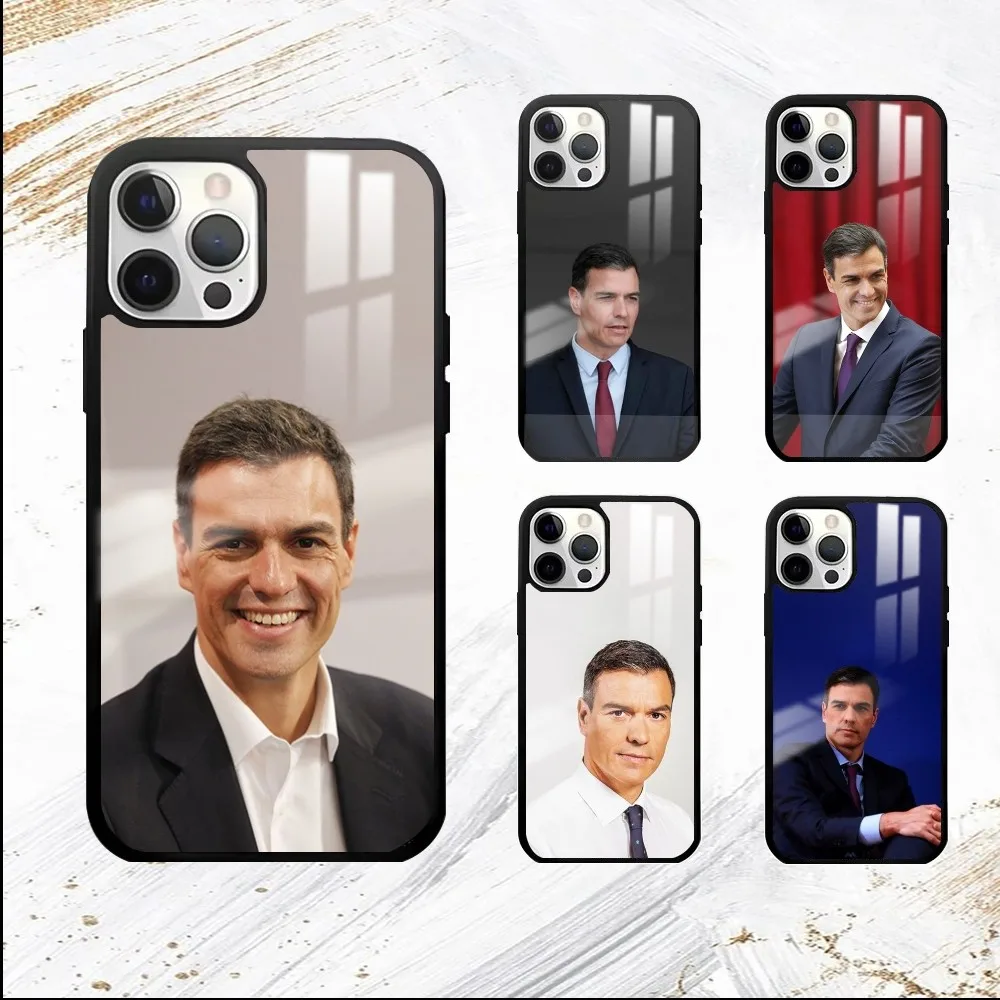 Spanish Pedro Sanchez Phone Case For iPhone 16 15 14 13 12 11 Pro Max Plus Mini PC Fashion mirror phone case