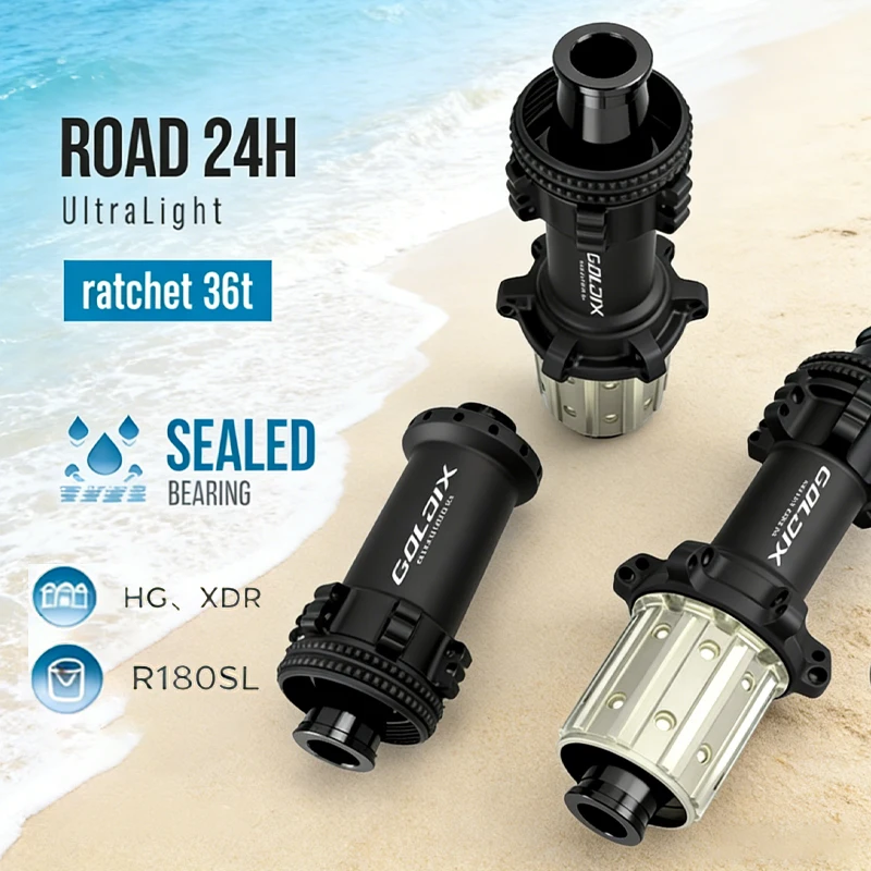 

Goldix 24-Hole Road Bike Hub Ultralight 36T Ratchet Straight Pull Center Lock Front 12x100 Rear 12x142 HG XDR for Gravel Bicycle