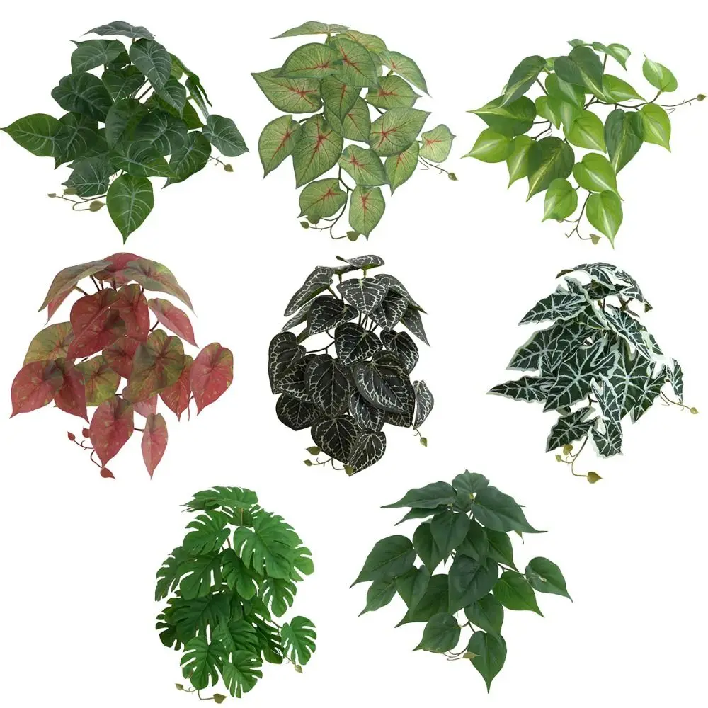 Turtle leaf Artificial Leaves Realistic Trailing Hanging 3D Printed Ivy Vine Leaf Begonia Flower Plants