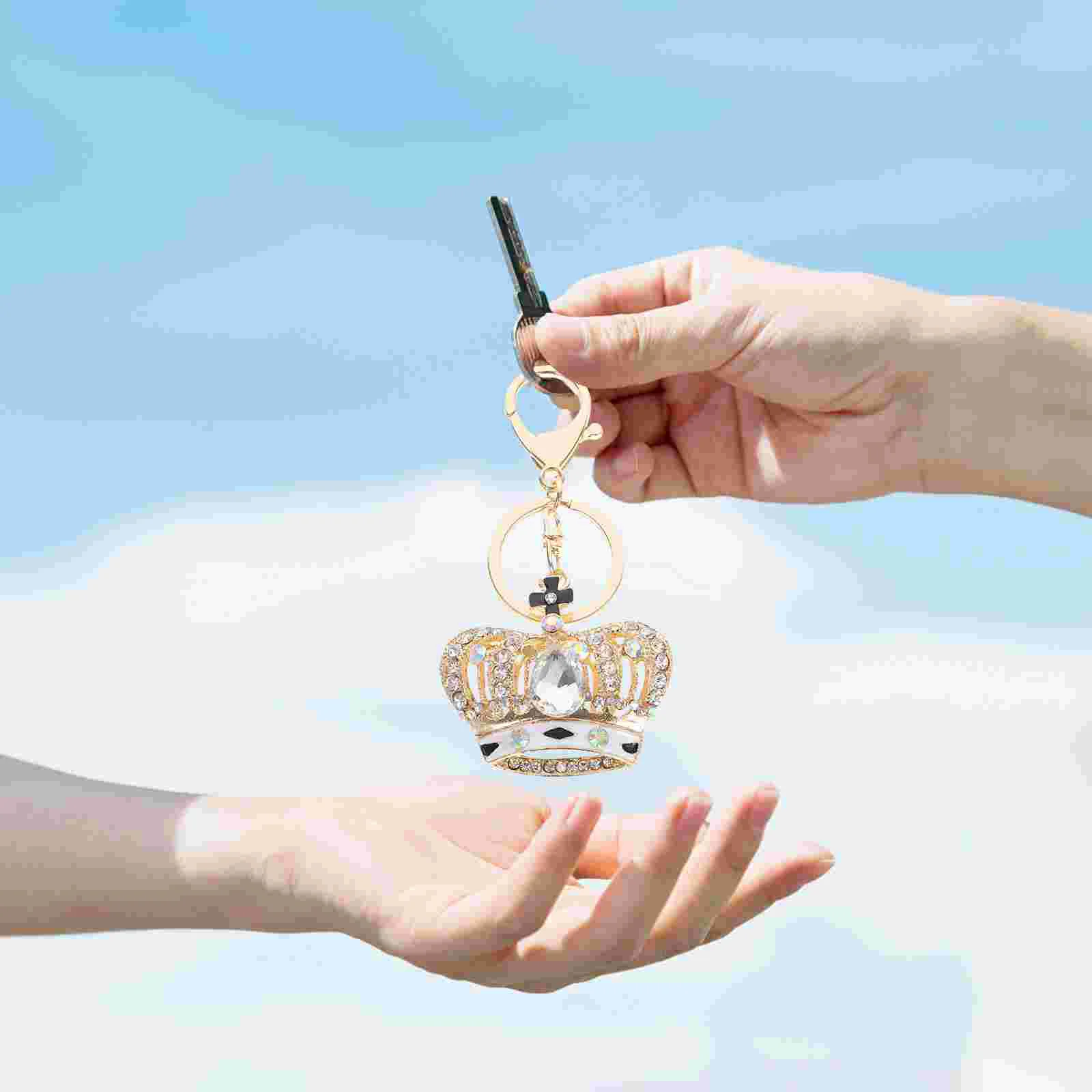 

Crown Keychain Bling Keychains for Women Luxury Rings Locket Girl Purse Charms Handbags Alloy Miss