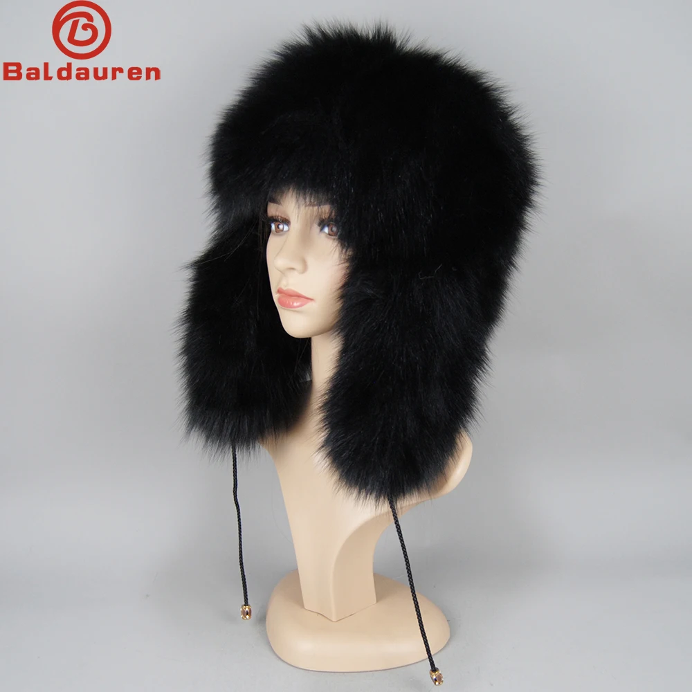 

Winter Hats Real Fox Fur Pompom Bomber Hats Russian Female Beanies Natural Raccoon Fur Hat Knitted Skullies Beanies Women's Cap