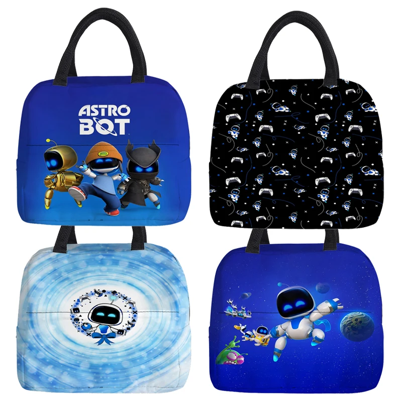 Astro Bot Lunch Bag for Boys Kids Girls Cartoon Astronaut Waterproof Cooler Lunch Box Tote Insulation Package Portable