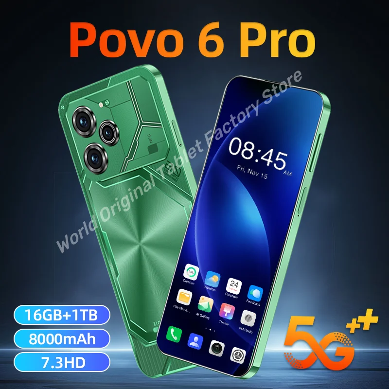 Pova-teléfono inteligente 6 Pro Original, Smartphone 5G, Dimensity9200, 7,3 pulgadas, 22GB + 2TB, DualSIM, 50 + 108MP, Android 14, NFC, desbloqueado