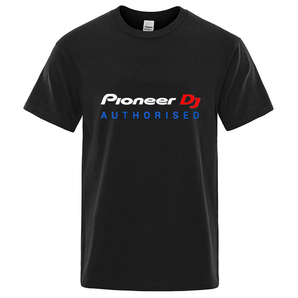 2024 Summer Men's Pioneer DJ Logo Print High-Quality Cotton Popular Crewneck Fashion Sports Loose Solid Color Short Sleeve Tops