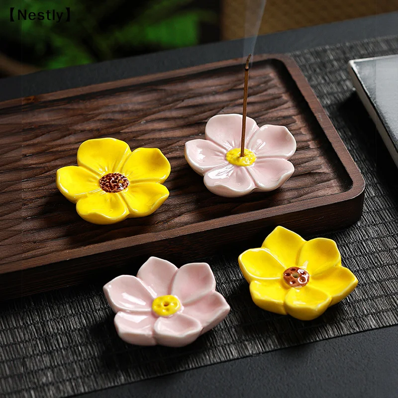 Incense Flat Bottom Censer Holder Ceramic Delicate Creative Portable Flower Incense Stick Holder〔Nest〕