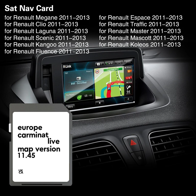 Carmoa Live 11.45 لـ Renualt Fluence 2011 2012 2013 8GB بطاقة الذاكرة Sat Nav Cover أوروبا ألمانيا خريطة بطاقة SD