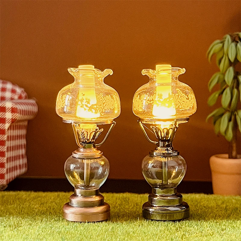 1:12 Dollhouse Miniature LED Light Candlestick Lamp Desk Lamp Home Lighting Model Furniture Decor Toy Doll House Accessories