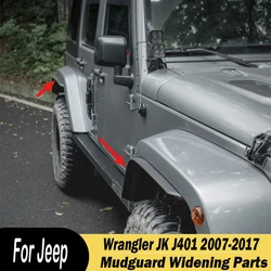 4Pcs For Jeep Wrangler JK J401 2007-2017 Black Fender Flare Extension Mudguard Widened Fender Wheel Arches Car Accessories
