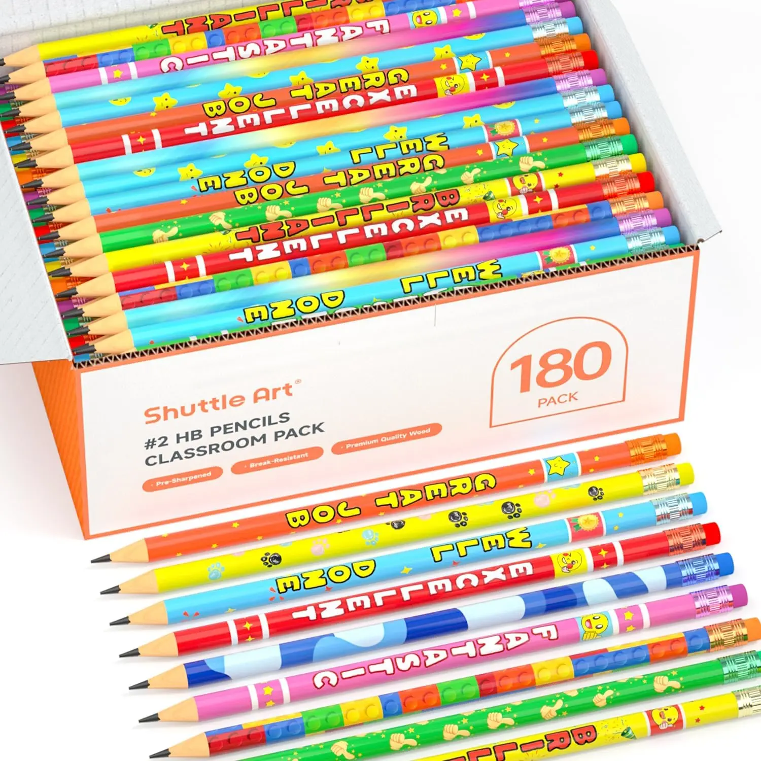 

180 Pack Colorful Pencils with 12 Designs, Pre-sharpened HB #2 for Kids School Home Party Awards
