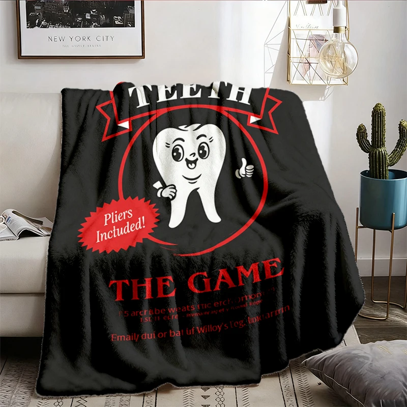 Teeth Widow's Board Game T, Flannel Blanket, Funny Bay TV Graphic Flannel Throw
