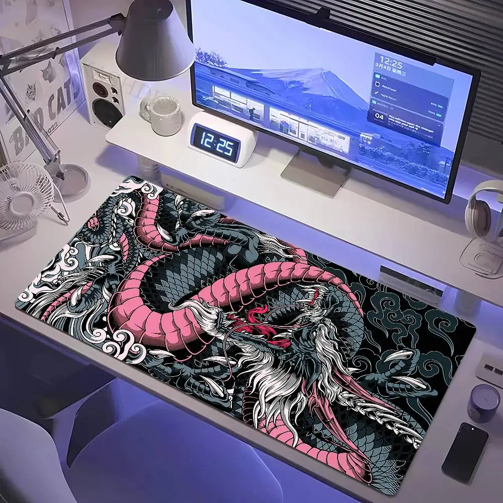 Black and White Dragon Large Mouse Mat Gaming Mousepad Big Rubber Base Mouse Pad Purple Deskpad Eyboard Mats Mousepads 400x900