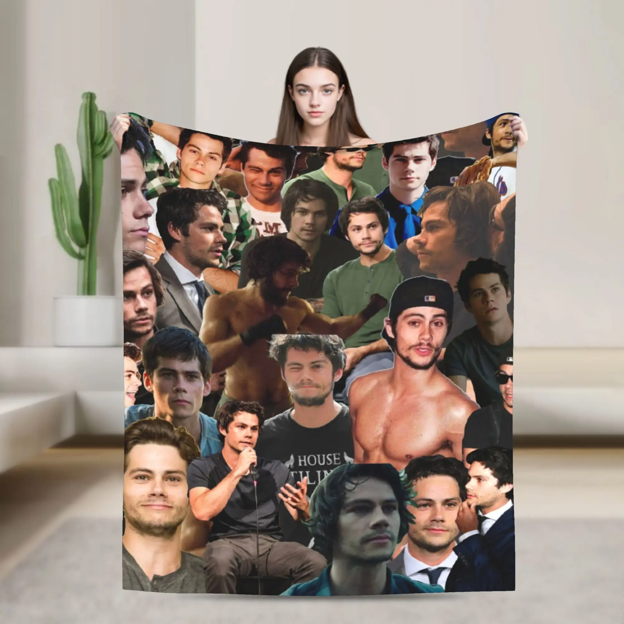Dylan O'Brien Photo Collage Blanket Stiles Actor Fleece Awesome Warm Throw Blanket for Bed Sofa Spring/Autumn