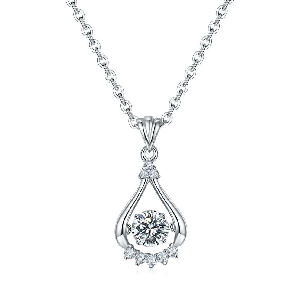 

2026 Solid S925 Silver 0.5ct Round Moissanite Necklace For Women D VVS1 Sparking Pendant Wedding Engagement Luxury Jewelry Gift