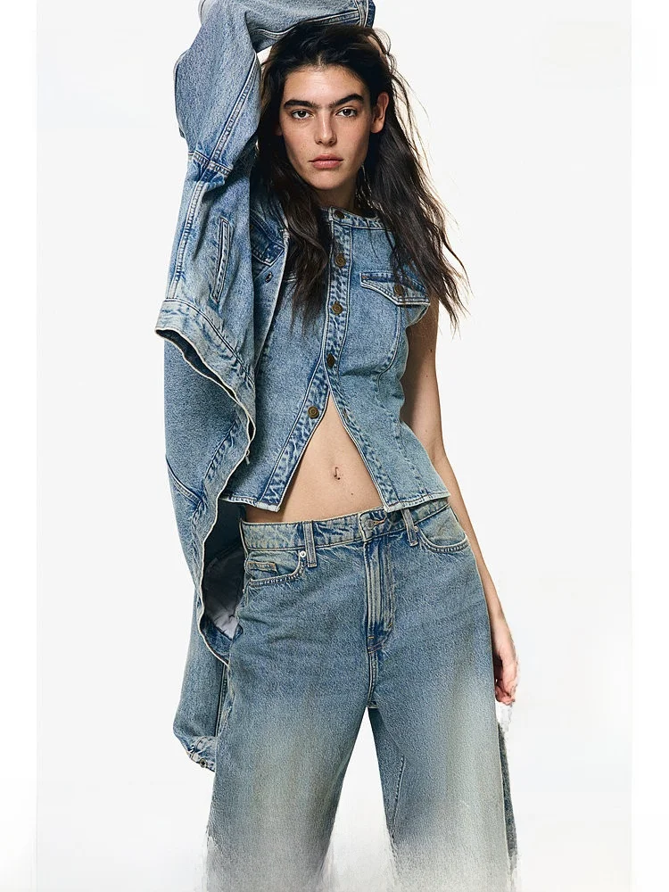 

Женские джинсы с высокой талией свободного кроя, брюки-фонарики, винтажные зимние брюки H&M из 100% хлопка, длинные штаны