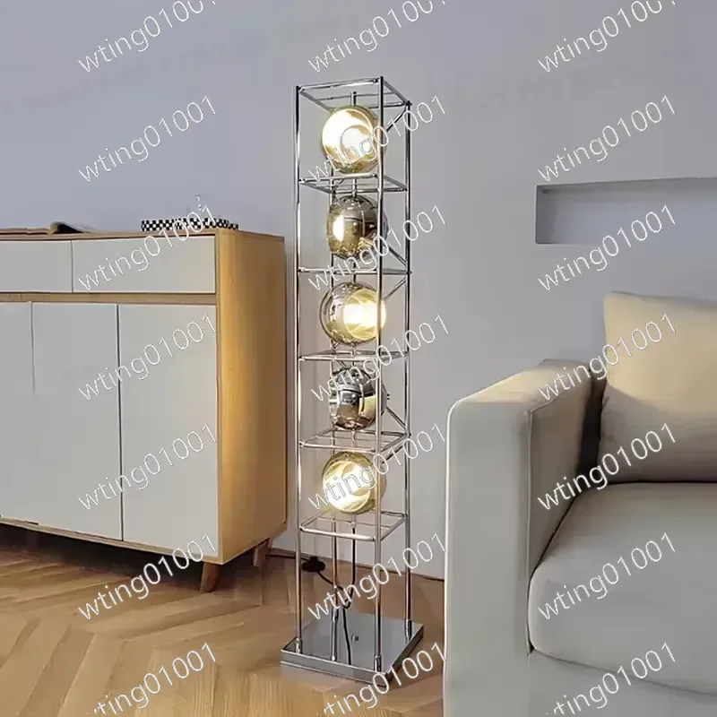 for Bauhaus Style Chrome Metal LED Floor Lamp Modern Art Standing Light for Living Room Bedroom Villa Corner Decor