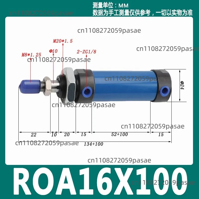 Hydraulic Mini Cylinder Small 16/20/25/32/40/63 - 25/50/150/200/300/ROC/A