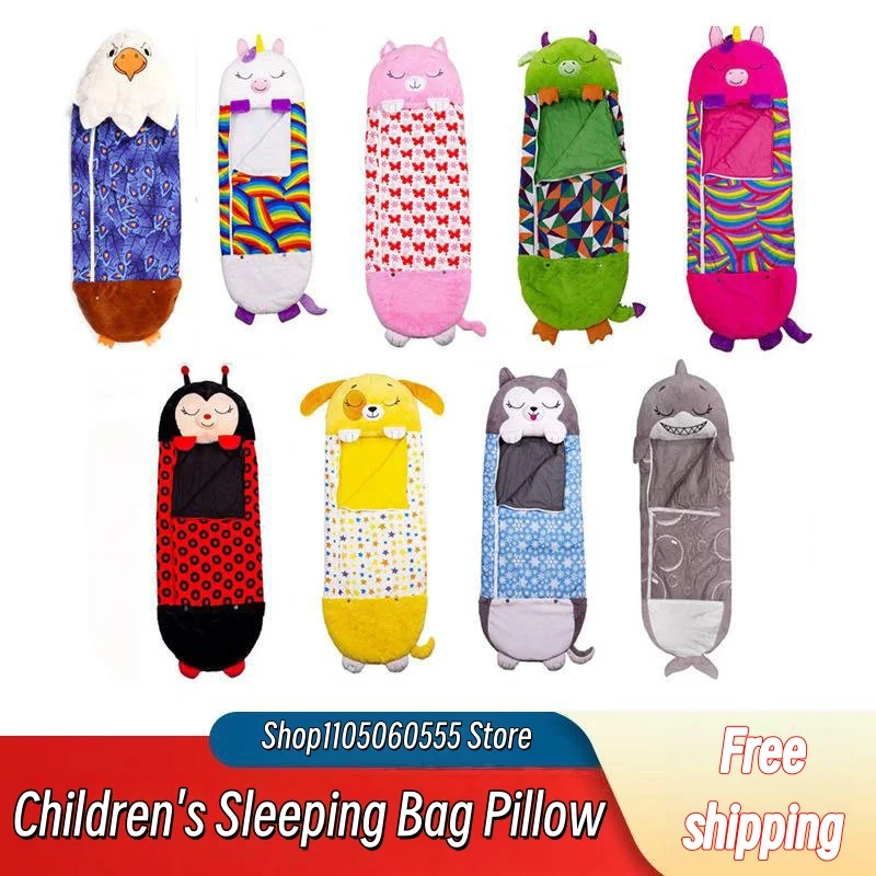 

Детский спальный мешок с героями мультфильмов и подушкой для подарка на день рождения, детский удобный плюшевый теплый спальный мешок с животными для мальчиков и девочек, мягкий спальный мешок