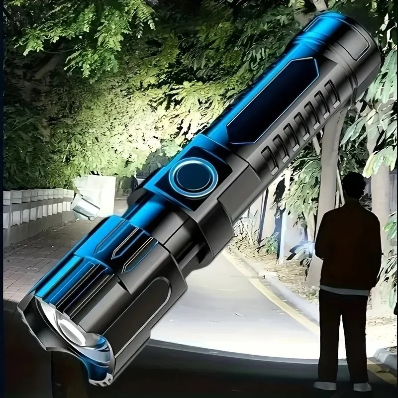 Super Bright LED Flashlight USB Rechargeable Flashlights with Tactical Zoom High Power Spotlight Outdoor Camping Fishing Torch