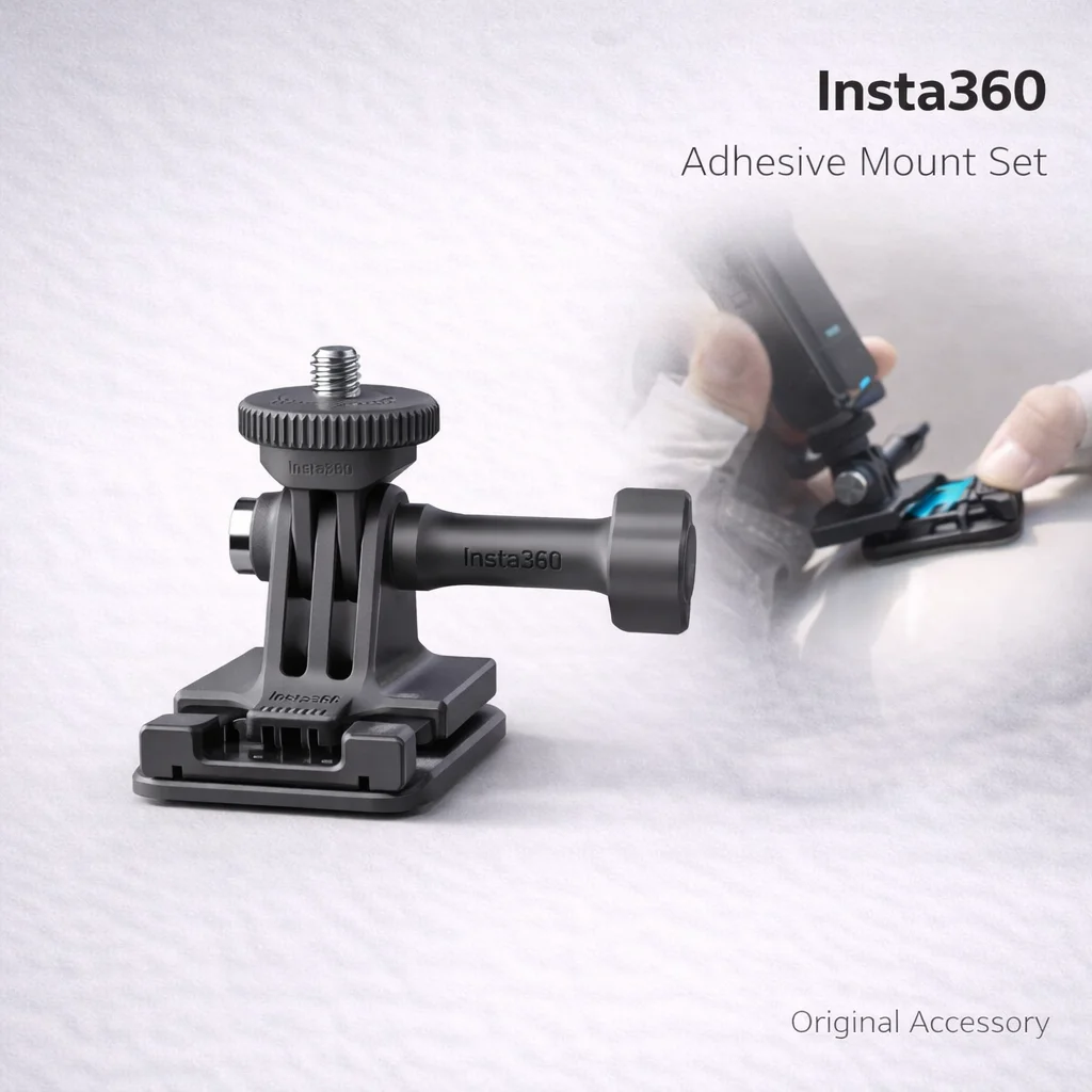 Outdoor Mounting Combination For Insta360, adhesive kit contains 4 bases and 2 brackets for multi-position use.