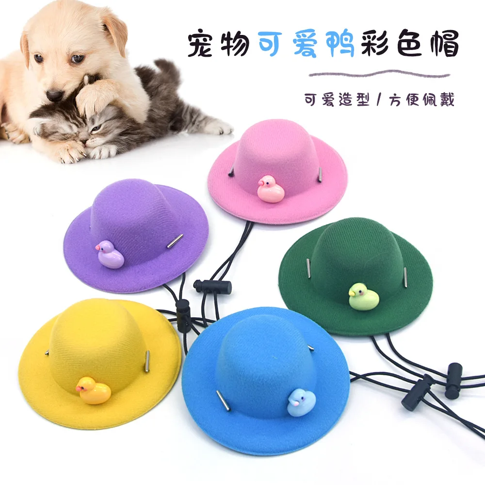 Adjustable Pet Dog Caps Small Puppy Pets Ducklings Solid Color Cap Dog Visor Hat Outdoor Accessories Sun Bonnet Cap Travelhelmet