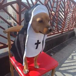 Dog Nun Headwear Cosplay Costume Sets Halloween Dog Costumes Funny Pet Clothes Novelty Chihuahua Role Play Dogs Cat Supplies