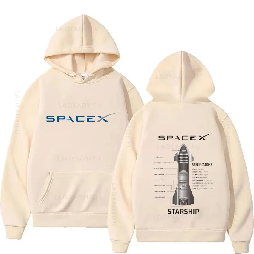

SpaceX Starship Blueprint Theme New Hoodies and Sweatshirts Hoody Graphic Men Hoodie Hooded Shirt Y2k Pullovers & Men's Clothing