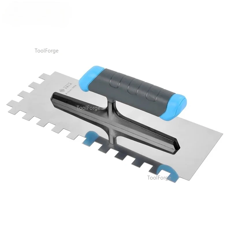 مجرفة محززة باليد اليسرى من الفولاذ المقاوم للصدأ لاصقة البلاط - قبضة مريحة، أسنان 10-15 مم للاستخدام بنفسك والمقاولين