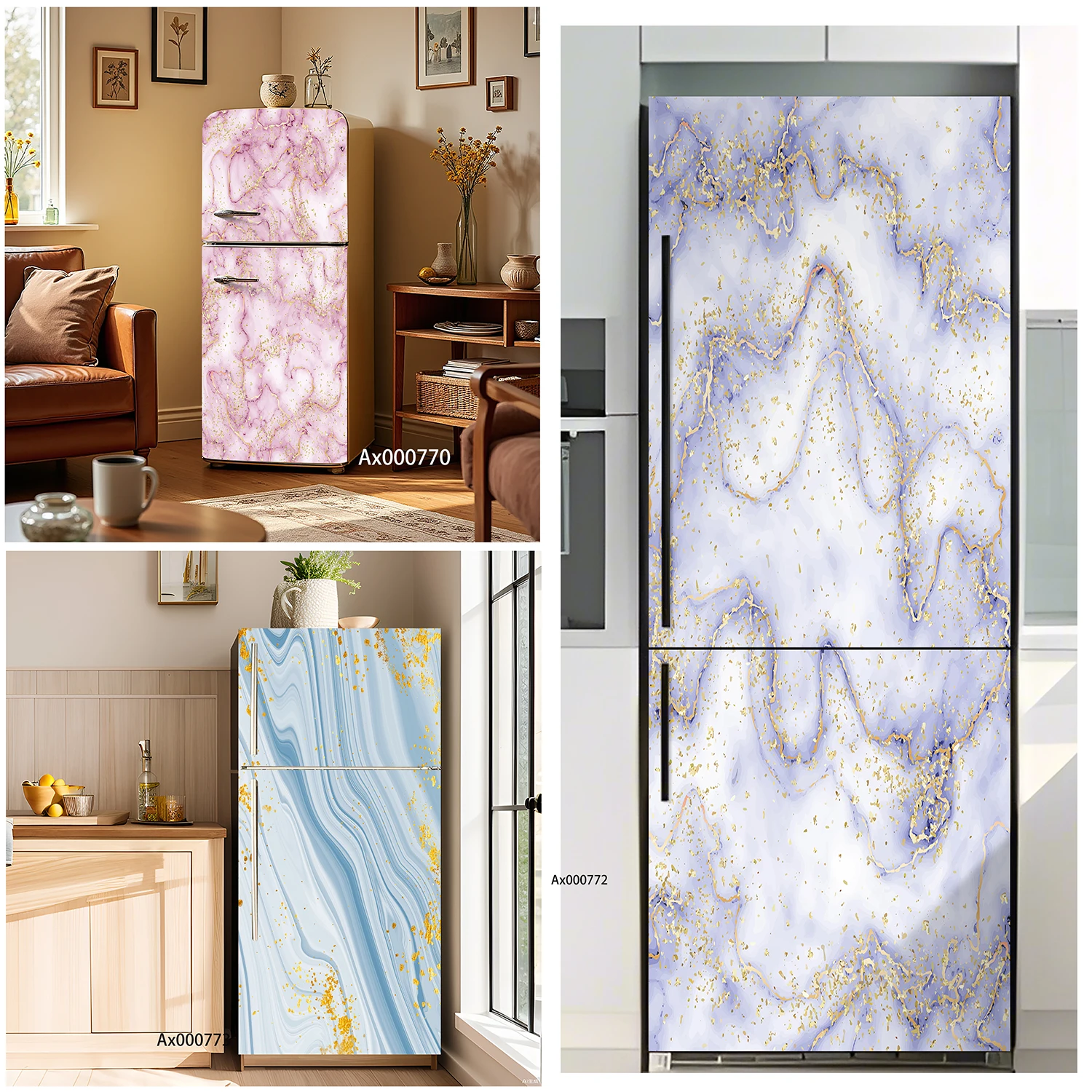 

Pink Gold Marble Fridge Stickers Self Adhesive Waterproof Door Furniture Refurbished Decorative Waterproof Wall Aesthetics Decor