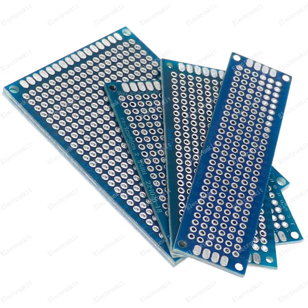 20pcs/lot PCB Prototype Board Circuit Protoboard Universal Stripboard Prototyping Veroboard 2X8 3X7 4X6 5X7 5Pcs Each Mix Blue