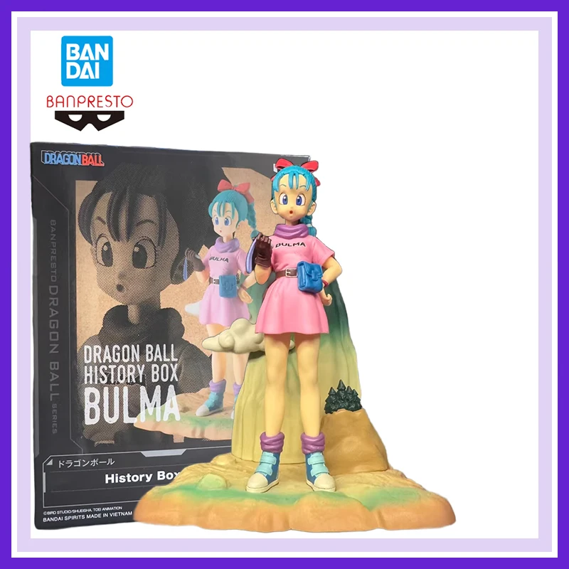 Caja de historia de Dragon Ball Bandai Banpresto, adornos Bulma de 13Cm, decoración, colección de figuras bonitas, completamente nuevas y sin abrir