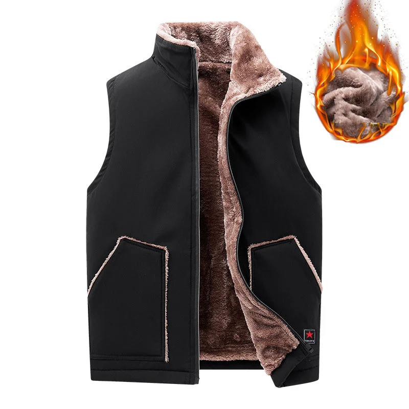 Winter Thicken Down Cotton Vest Men's Fleece Warm Waistcoat Loose Mens Jacket Coat Plus Size 7XL