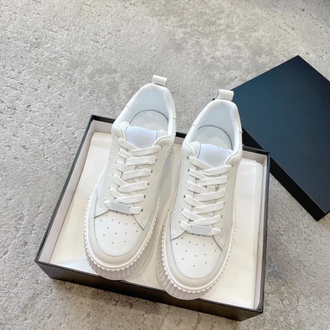 

Brand Discount Platform White Sneakers Women's Genuine Leather Platform Casual Shoes for Summer Versatile Sneakers Biscuit Shoes