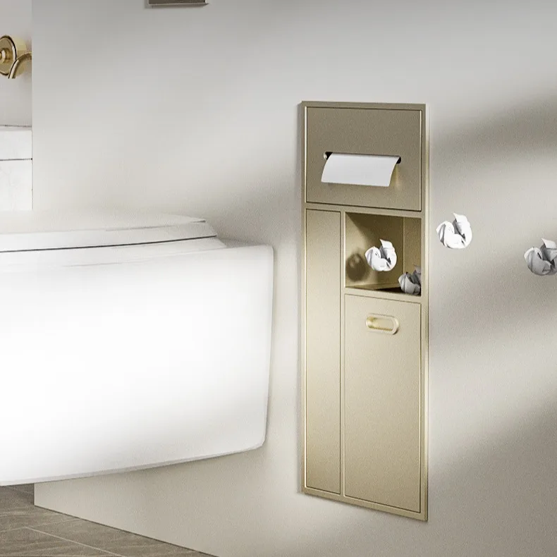 

Medium Wide Multifunctional Stainless Steel Trash Can Toilet Bathroom Toilet Tissue Shelf