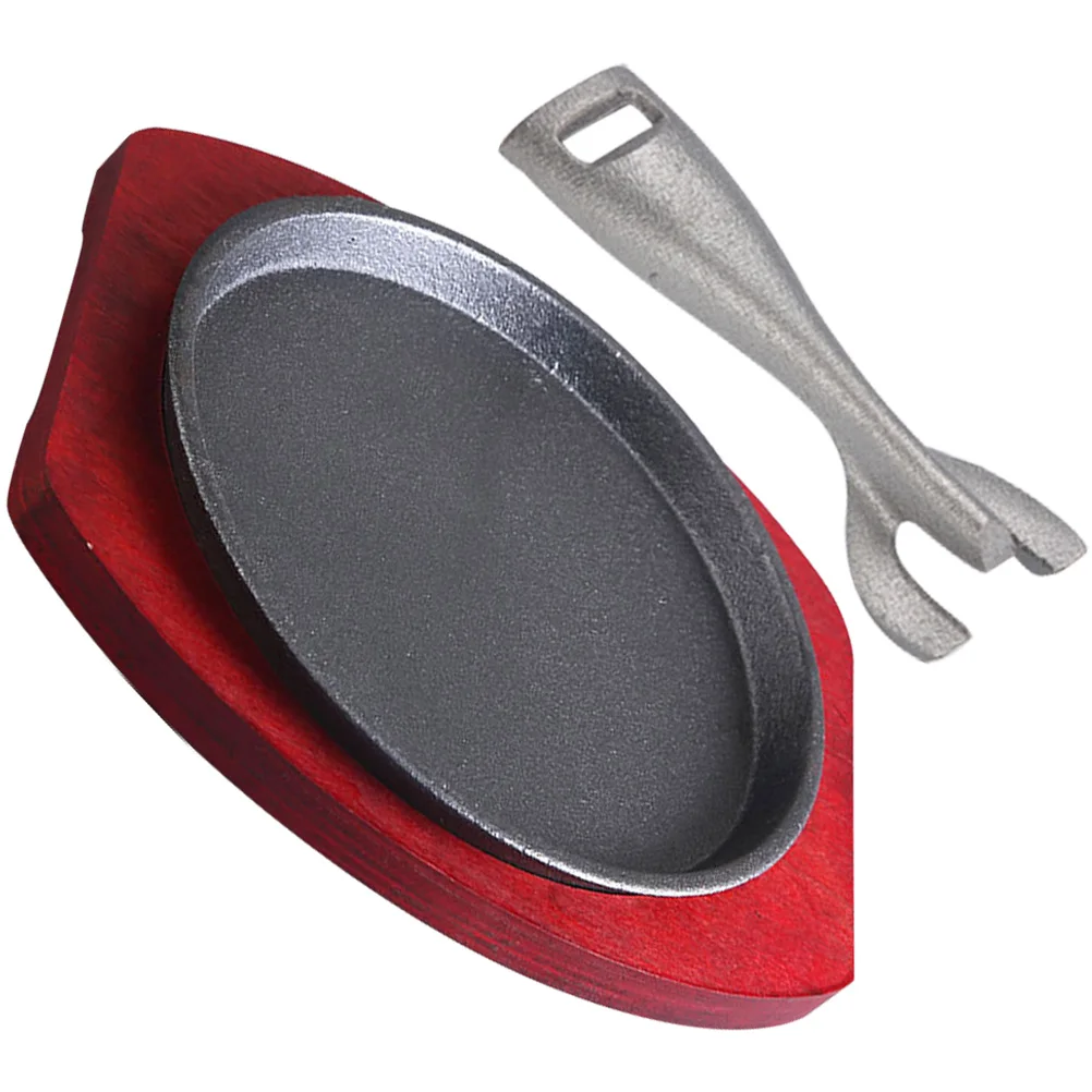 

1 Set Round Steak Plate Non-Stick Iron Grilling Pan Thickened Bbq Cooking Dish For Home Kitchen Serving Tray Grilling Tools