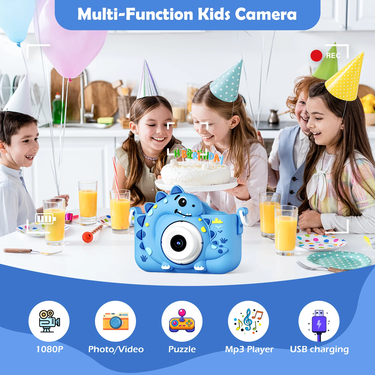 Mini appareils photo numériques pour enfants, mignon, avec carte 32G, jouets éducatifs, prise de vue vidéo HD 1080p, cadeaux d'anniversaire pour bébés