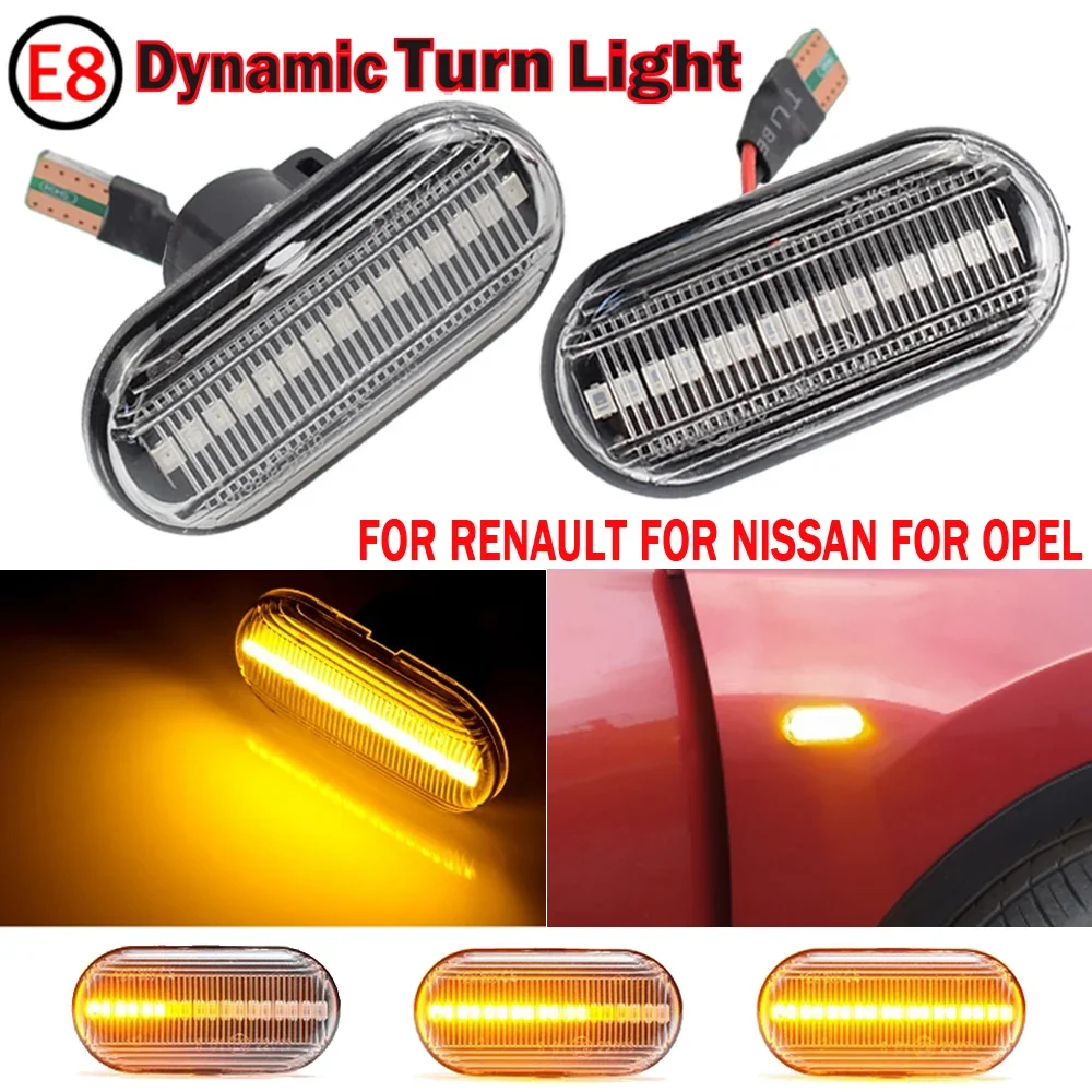 2x Led Dynamic Turn Signal Lights Side Marker For Renault Clio Trafic Kangoo Twigo Dacia Logan Duster Nissan Interstar Primastar