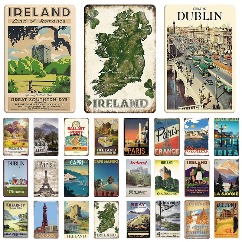 Landscape Ireland City Tin Sign Dublin Metal Signs Vintage Retro Metal Plate Decorative Plaque for Home Club Wall Decor Gift