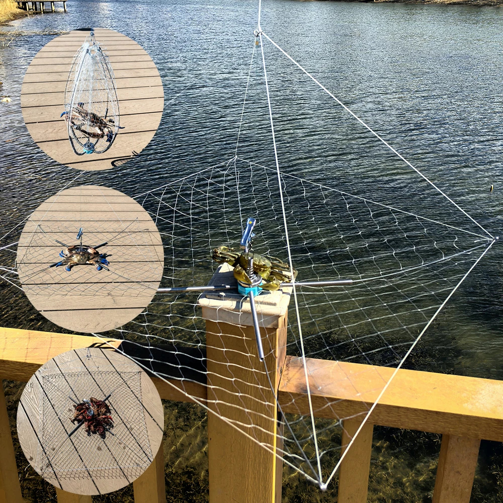 

1 шт. новая большая термоусадочная клетка для крабов, пружинная усадка, пористая рыболовная сеть из стальной проволоки, специализированное оборудование для рыбалки с креветками и крабами