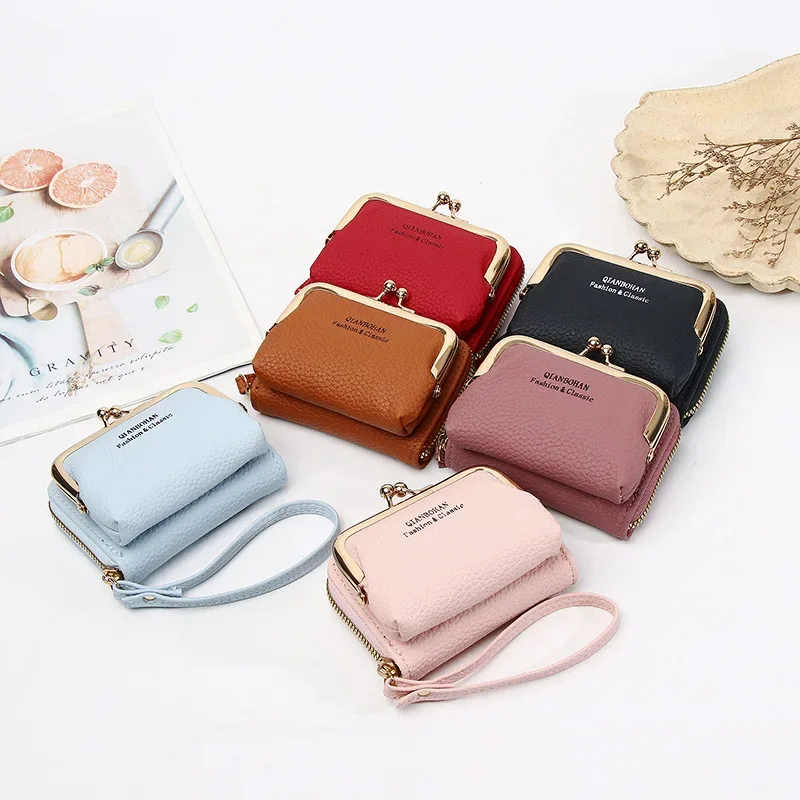

Wallet Women's Fashion Wrist Strap Short Zero Wallet Large Capacity Coin Clip Bag Multiple Card Positions Card Bag Money Clip