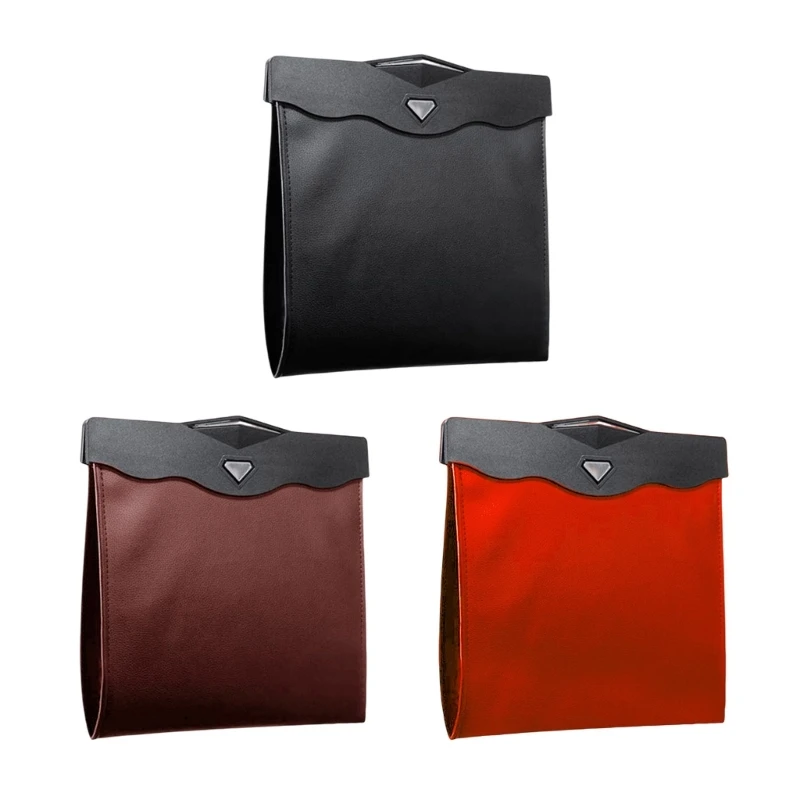 

LED Car Trash Can Waterproof Leather Car Trash Bag Multipurpose Car Garbage Bag