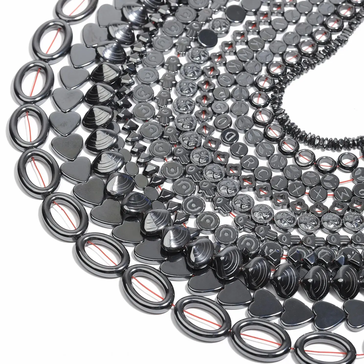 11 Styles Natural Black Hematite Beads Charms Oval Frame Round Irregular Loose Bead For Jewelry Making Diy Bracelet Accessories