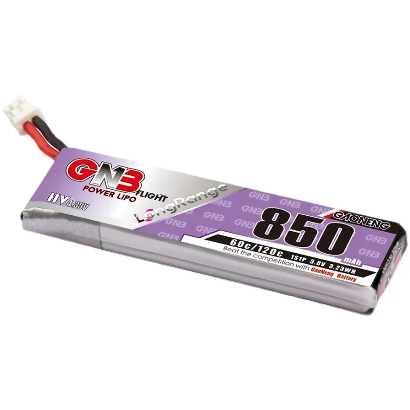 GAONENG GNB 1S 850mAh 3.8V 60C HV 4.35V Lekka, długa bateria Lipo z wtyczką PH2.0 Złącze GNB27 do drona FPV