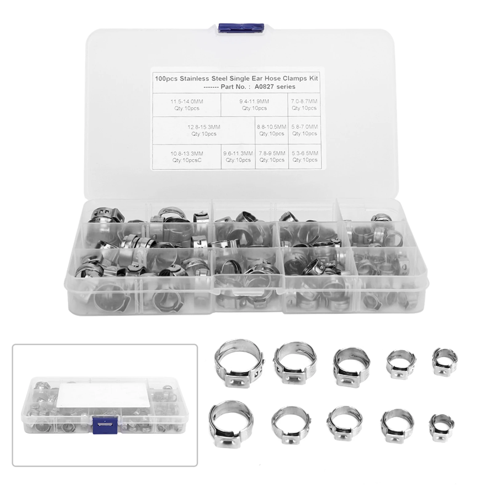 100pcs Hose Clamp Single Ear C - Hose Clamp Assorted ulasan dan harga