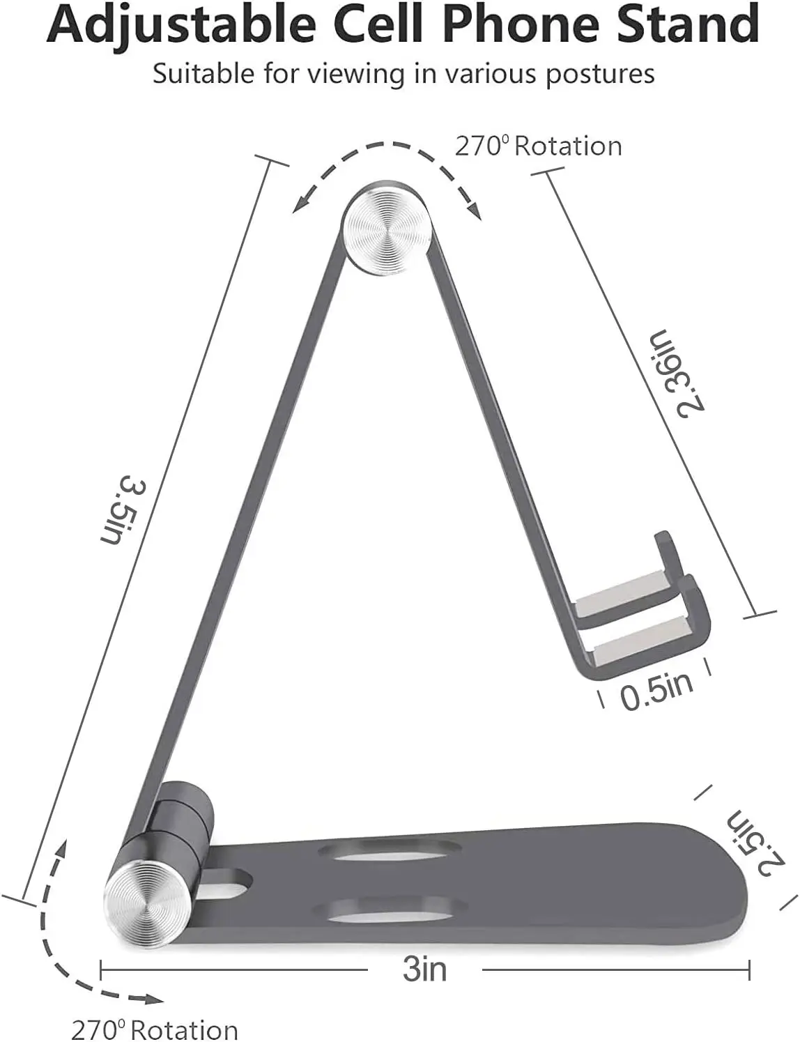 완전히 접을 수 있는 휴대폰 스탠드, 데스크탑 멀티 앵글 휴대폰 거치대 크래들 독, 아이폰 11 Xs Max XR 8 Plus 6 용, 2 팩