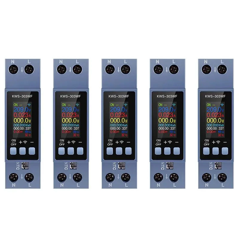 BHBD-5X TUYA WIFI Energy Meter Din Rail Mount Digital Voltmeter Ammeter Wattmeter AC 100-290V Kwh Power Meter Remote Control